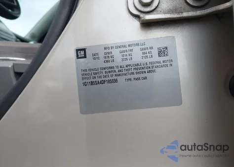 2013 Chevrolet Malibu 1Ls z USA, uszkodzony, nr VIN 1G11B5SA4DF185036